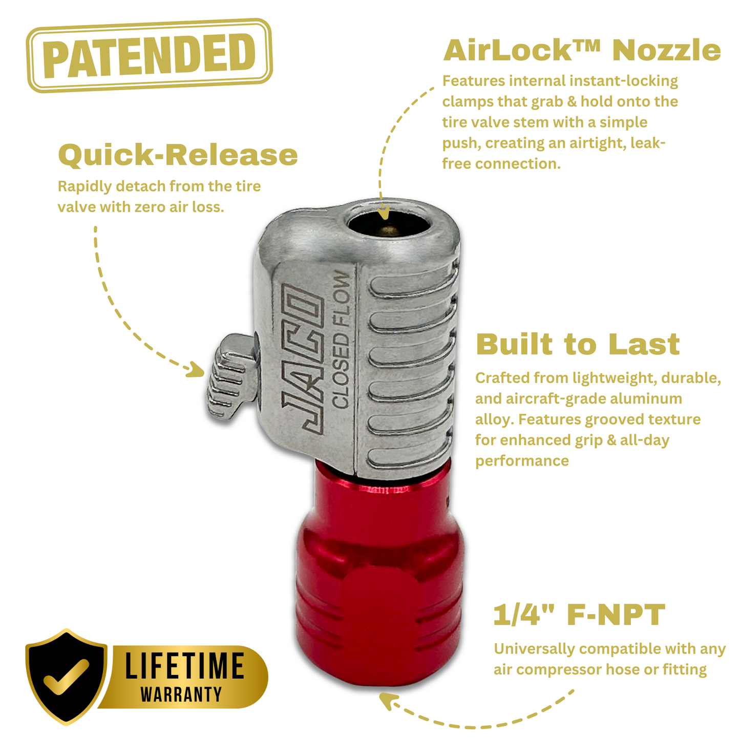 Lightning™ S2-Series Tire Air Chuck - 1/4" F-NPT