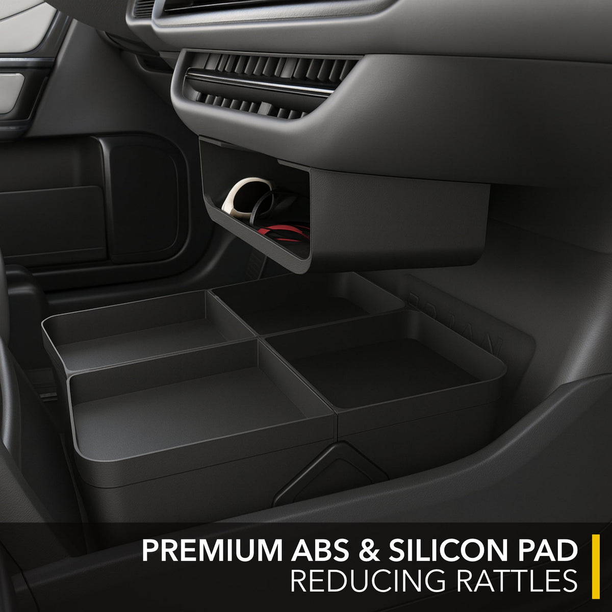 Under Screen Tray | Glovebox Style Organizer for Rivian R1S & Rivian R1T